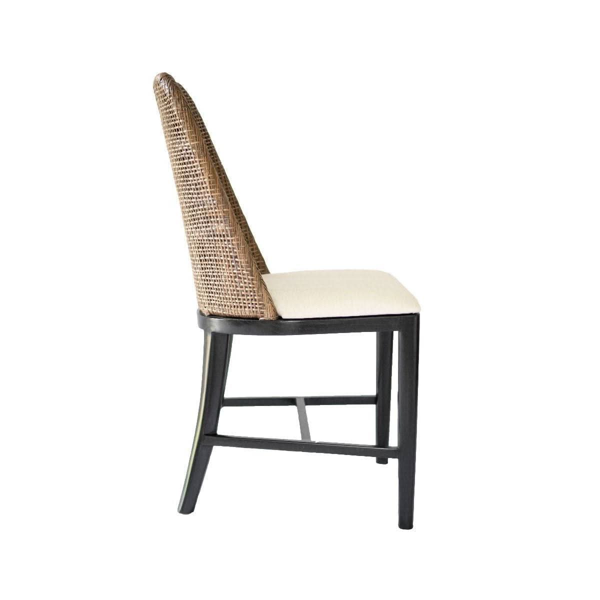 LANCASTER HAMPTONS RATTAN DINING CHAIR IN PECAN BROWN /BLACK LEGS - MyChocolateWood