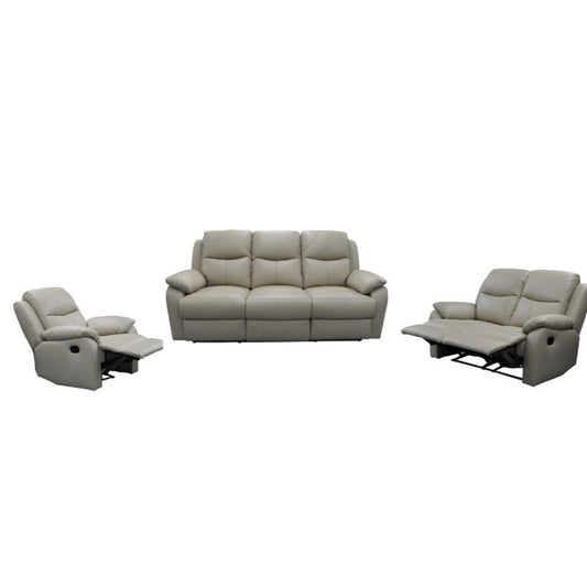 LANCEY PREMIUM LEATHER 3 SEATER, 2-SEATER SOFAS + SINGLE MANUAL RECLINER  ARMCHAIR WHEAT