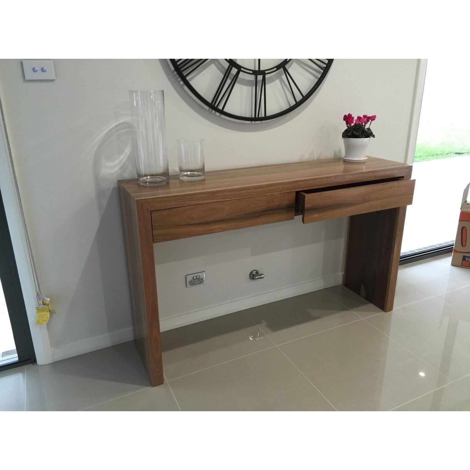 LANNA 2-DRAWER CONSOLE/HALL TABLE - SOLID SPOTTED GUM HARDWOOD TIMBER - MyChocolateWood