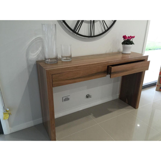 LANNA 2-DRAWER CONSOLE/HALL TABLE - SOLID SPOTTED GUM HARDWOOD TIMBER - MyChocolateWood