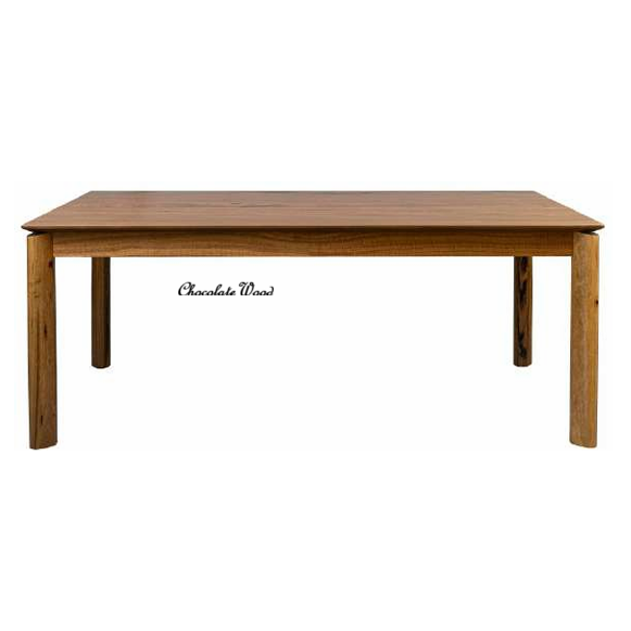 LARISSA SOLID & VENEER MARRI WOOD 9 PIECE DINING SET NATURAL/LIGHT MOCHA DINING TABLE & 8 CHAIRS - MyChocolateWood