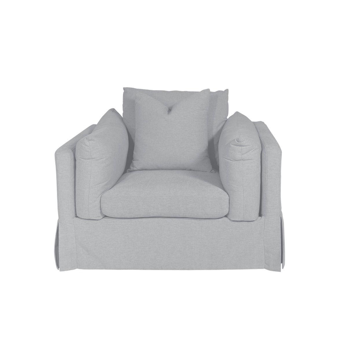 LARK SLIPCOVER CHAIR HAMPTONS STYLE SWIVEL ARMCHAIR IN DEXTER BEACHGLASS COLOUR - MyChocolateWood