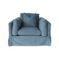 LARK SLIPCOVER CHAIR HAMPTONS STYLE SWIVEL ARMCHAIR IN DEXTER DENIM FABRIC - MyChocolateWood