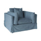 LARK SLIPCOVER CHAIR HAMPTONS STYLE SWIVEL ARMCHAIR IN DEXTER DENIM FABRIC - MyChocolateWood