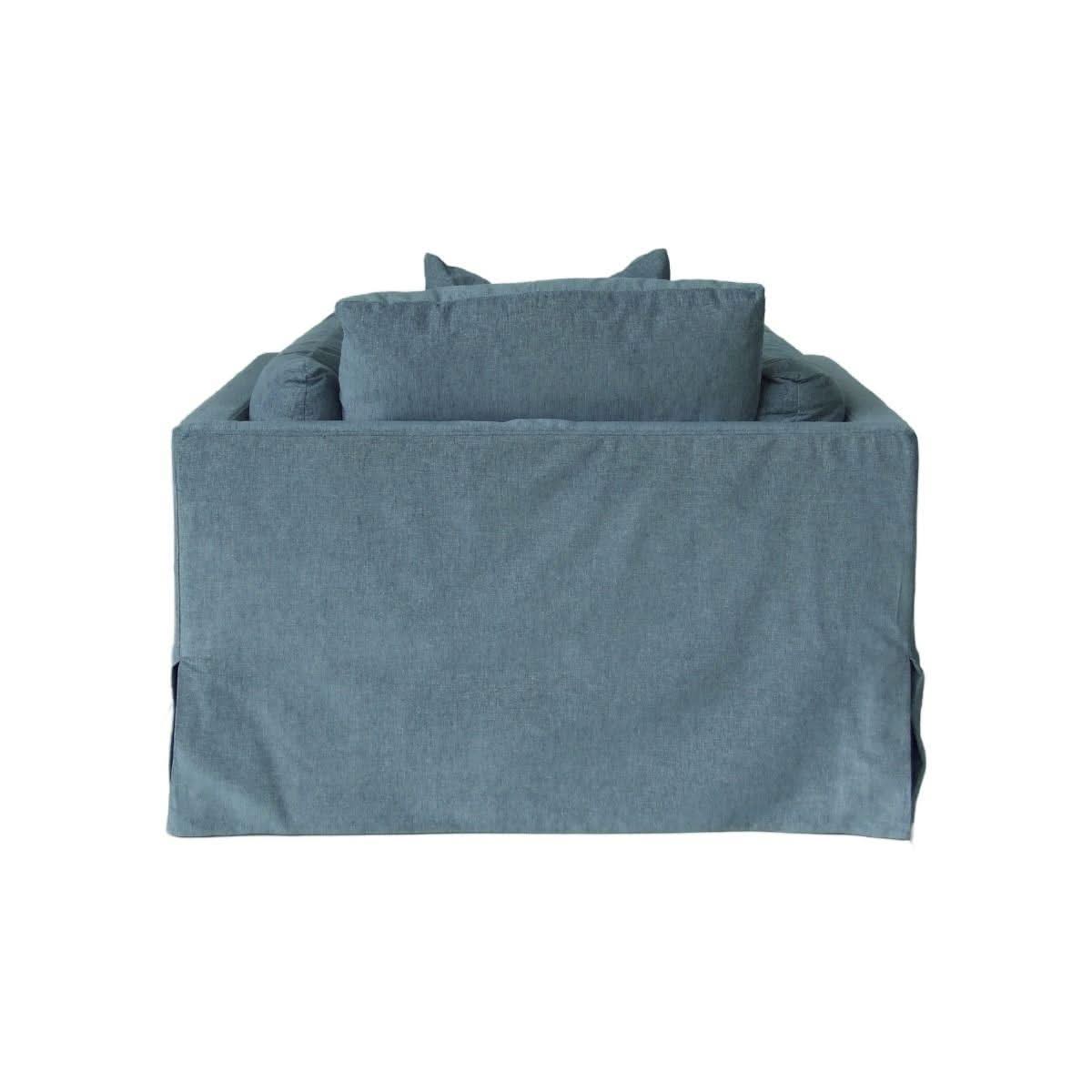 LARK SLIPCOVER CHAIR HAMPTONS STYLE SWIVEL ARMCHAIR IN DEXTER DENIM FABRIC - MyChocolateWood