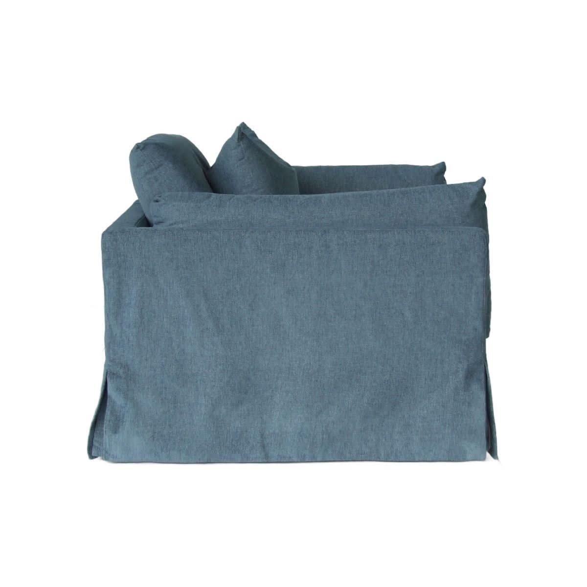 LARK SLIPCOVER CHAIR HAMPTONS STYLE SWIVEL ARMCHAIR IN DEXTER DENIM FABRIC - MyChocolateWood