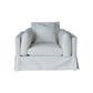 LARK SLIPCOVER CHAIR HAMPTONS STYLE SWIVEL ARMCHAIR IN TANGIER SUGAR FABRIC - MyChocolateWood