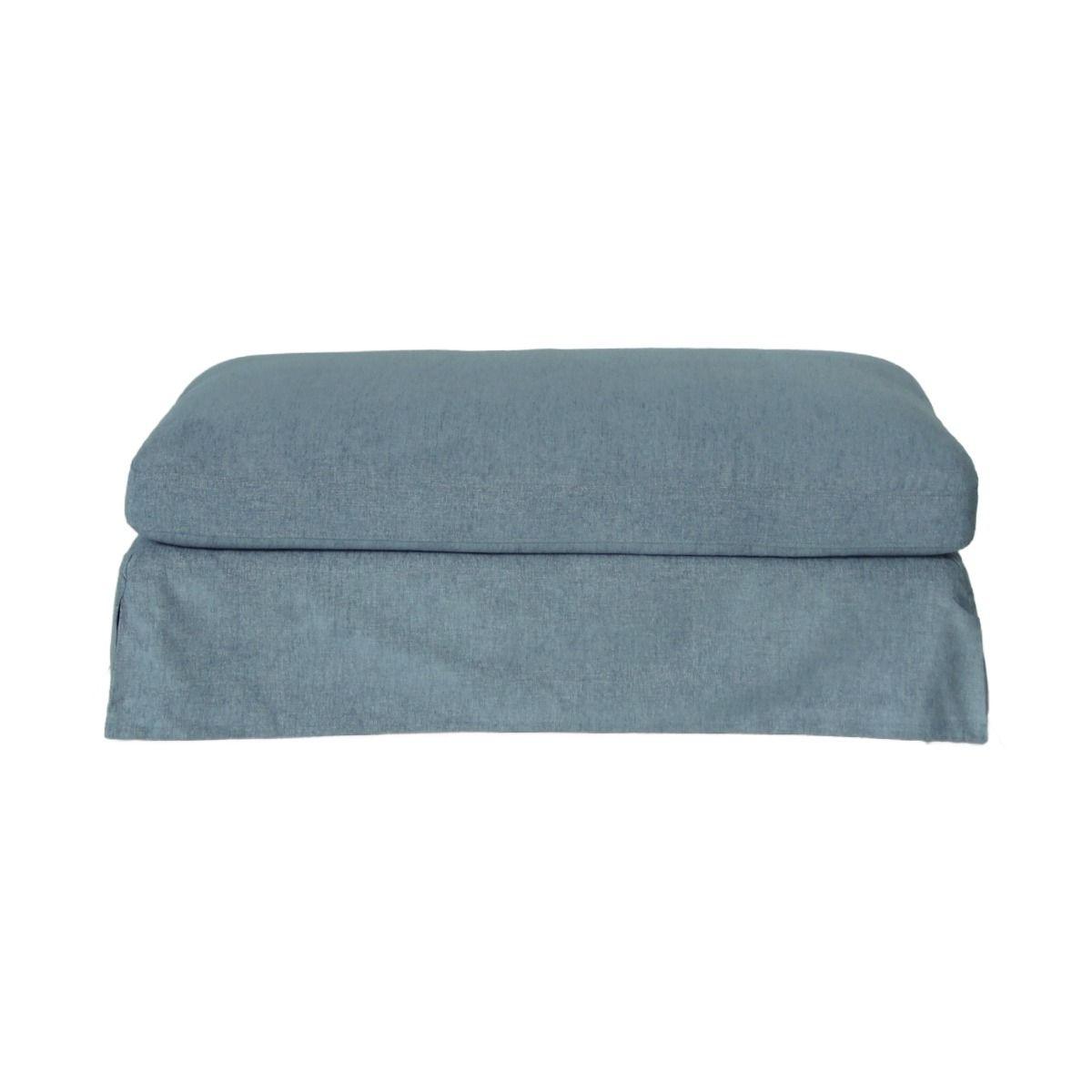 LARK SLIPCOVER OTTOMAN HAMPTONS STYLE IN DEXTER DENIM FABRIC - MyChocolateWood