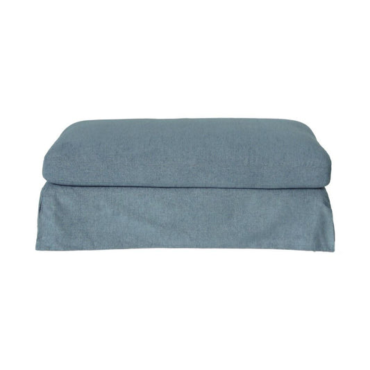 LARK SLIPCOVER OTTOMAN HAMPTONS STYLE IN DEXTER DENIM FABRIC - MyChocolateWood