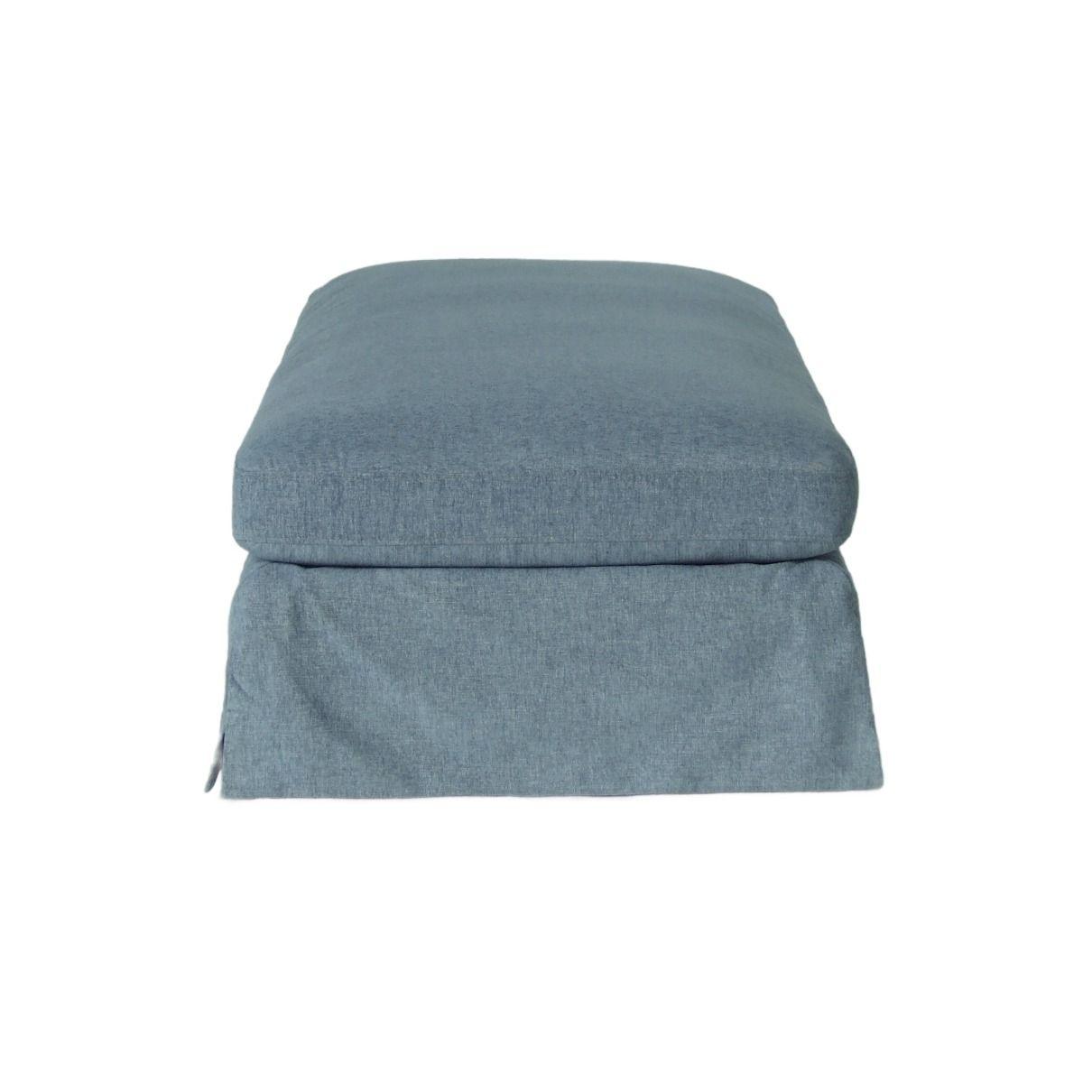 LARK SLIPCOVER OTTOMAN HAMPTONS STYLE IN DEXTER DENIM FABRIC - MyChocolateWood