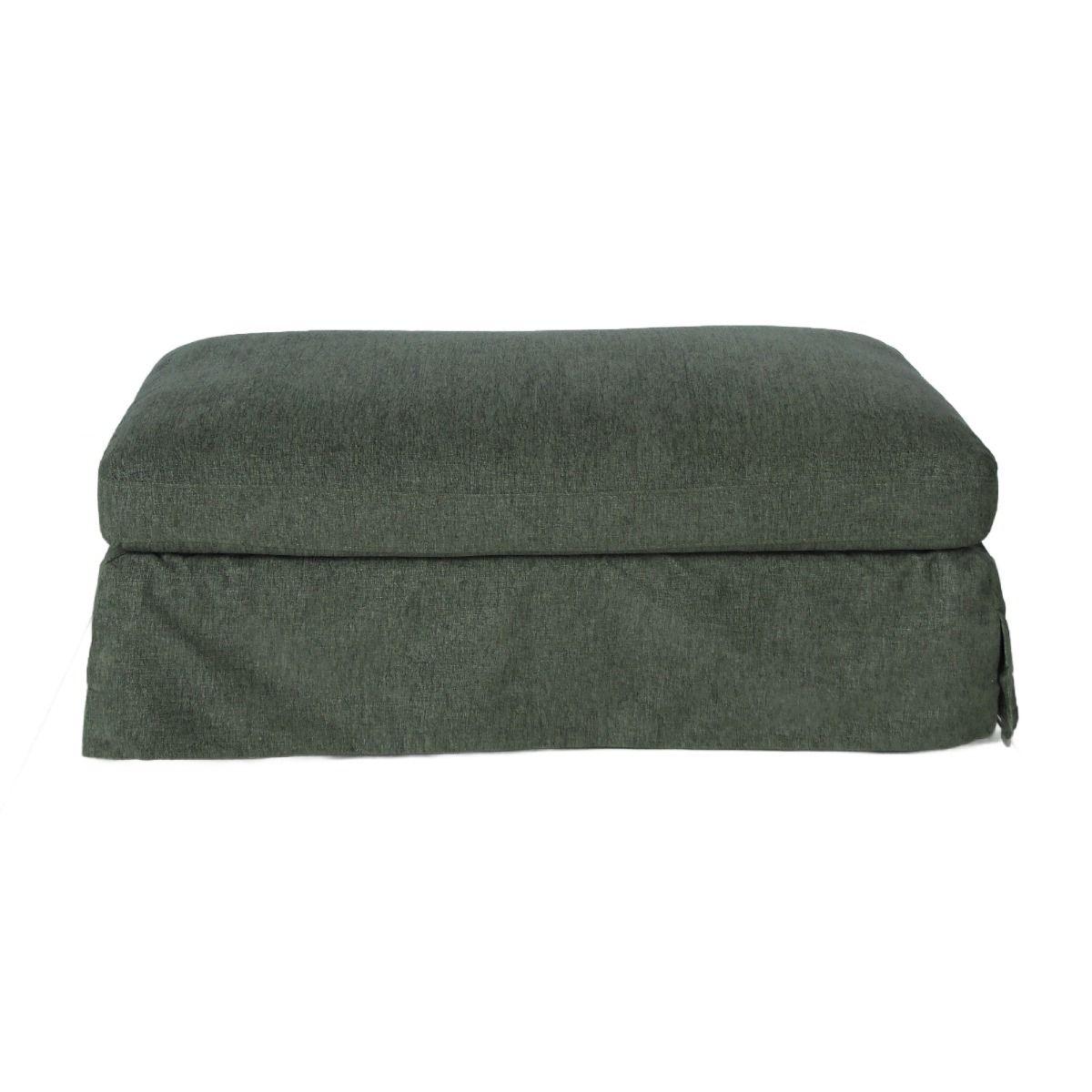 LARK SLIPCOVER OTTOMAN HAMPTONS STYLE IN DEXTER EUCALYPTUS FABRIC - MyChocolateWood