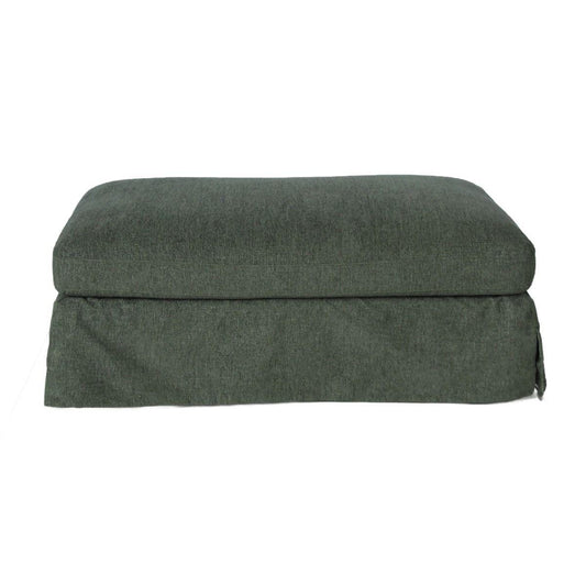 LARK SLIPCOVER OTTOMAN HAMPTONS STYLE IN DEXTER EUCALYPTUS FABRIC - MyChocolateWood