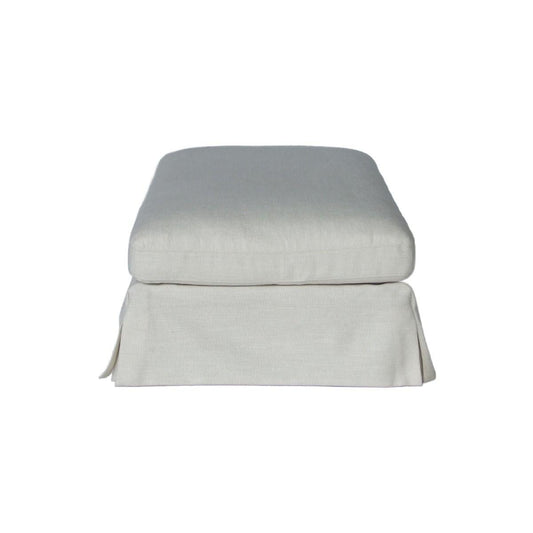 LARK SLIPCOVER OTTOMAN HAMPTONS STYLE IN TANGIER SUGAR FABRIC - MyChocolateWood