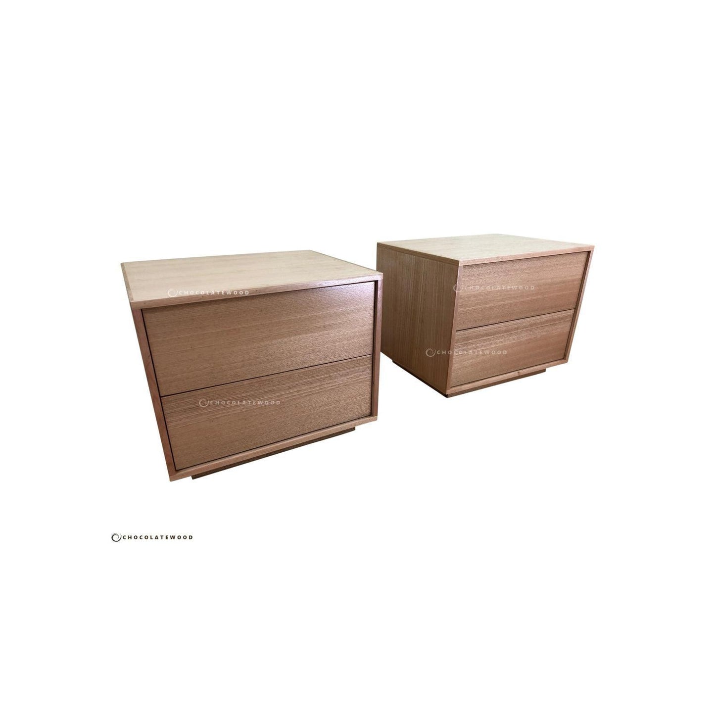 LAUNCESTON 2 DRAWER BEDSIDE TABLES IN TASSIE OAK CLEAR LACQUER - MyChocolateWood