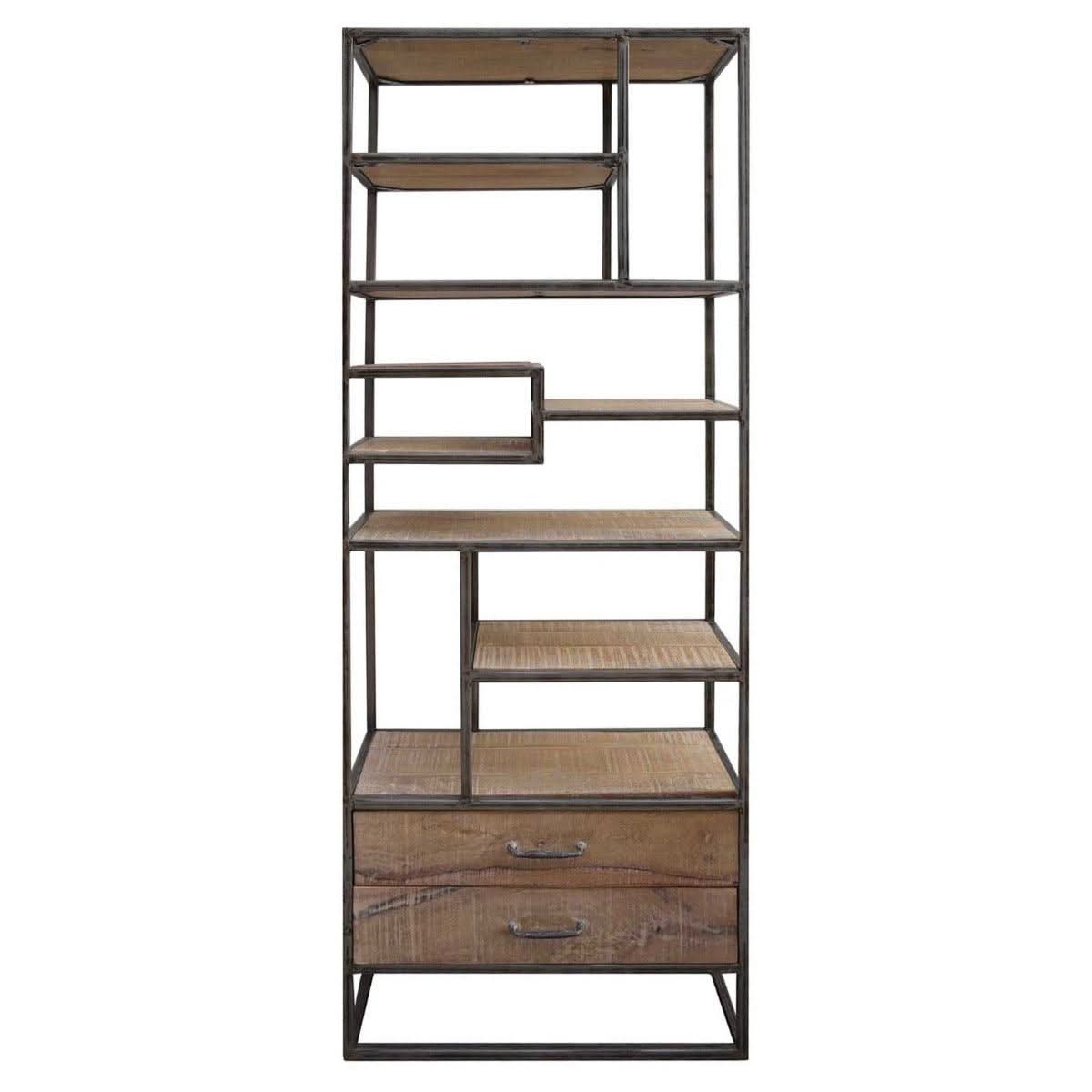 LAUREL STYLIST SLIM INDUSTRIAL BOOKCASE/DISPLAY UNIT - MyChocolateWood