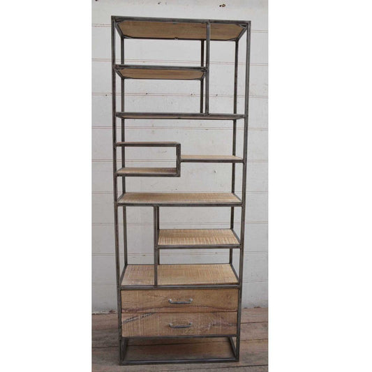 LAUREL STYLIST SLIM INDUSTRIAL BOOKCASE/DISPLAY UNIT - MyChocolateWood