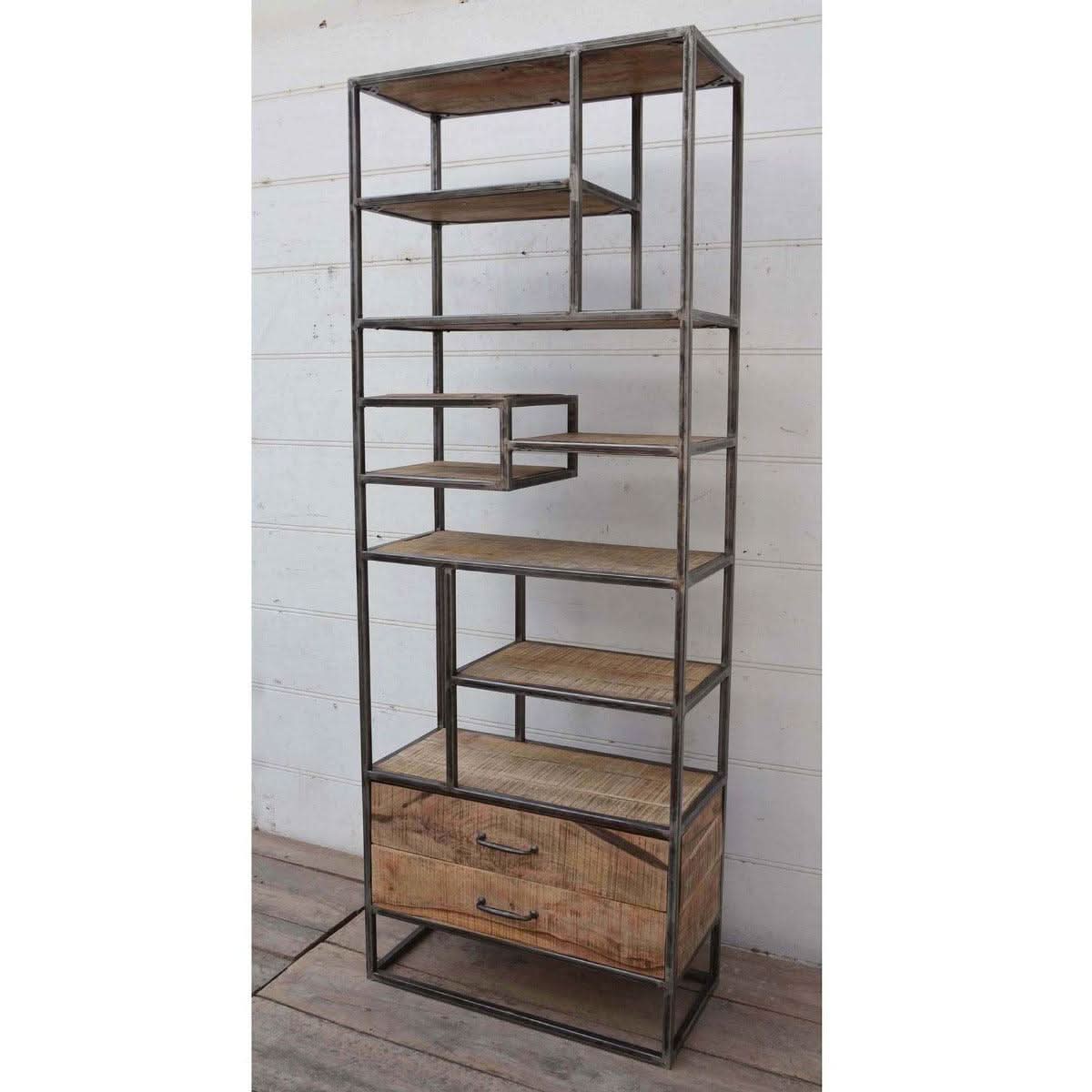 LAUREL STYLIST SLIM INDUSTRIAL BOOKCASE/DISPLAY UNIT - MyChocolateWood