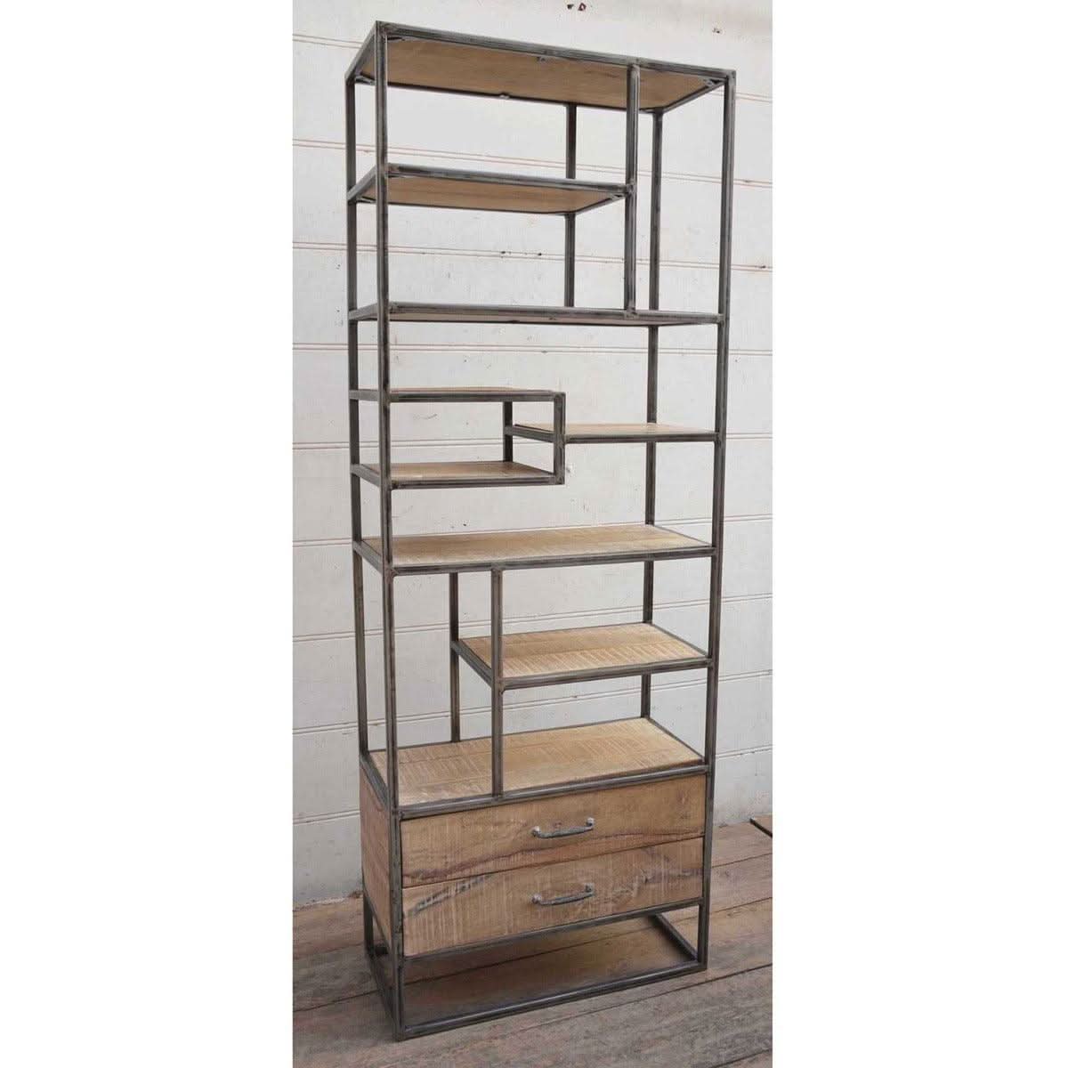 LAUREL STYLIST SLIM INDUSTRIAL BOOKCASE/DISPLAY UNIT - MyChocolateWood