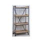 LAURENT INDUSTRIAL BOOKCASE BOOKSHELF ON WHEELS IRON & SOLID MANGO TIMBER - MyChocolateWood