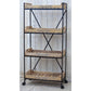 LAURENT INDUSTRIAL BOOKCASE BOOKSHELF ON WHEELS IRON & SOLID MANGO TIMBER - MyChocolateWood