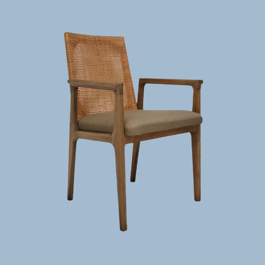 LEA HAMPTONS DINING CHAIR ARMCHAIR CASUAL CHAIR 'POTATO'WASH RATTAN BROWN MINDI LEGS - MyChocolateWood