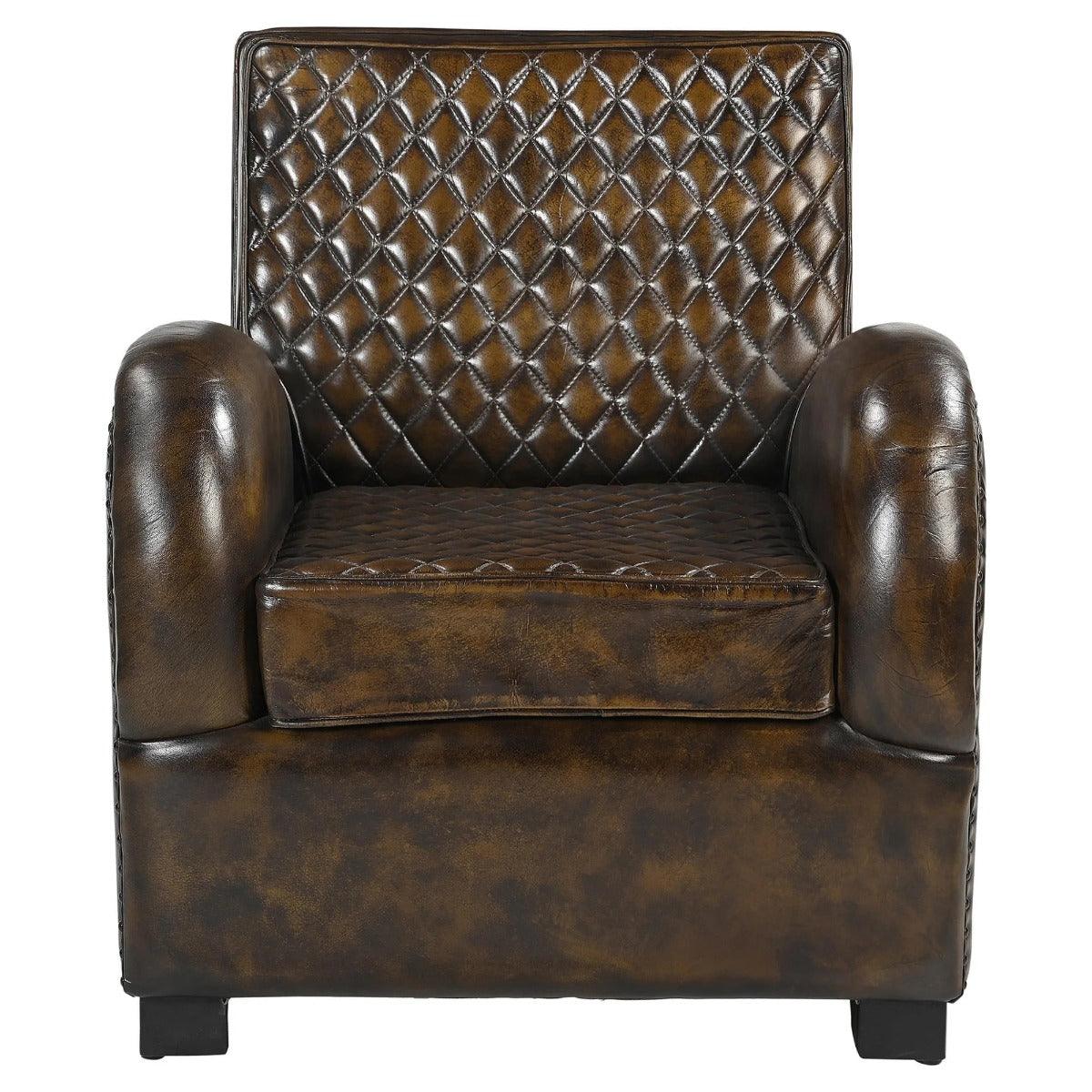 LENNOX HANDMADE BUFFALO HIDE GENUINE LEATHER ARMCHAIR - MyChocolateWood