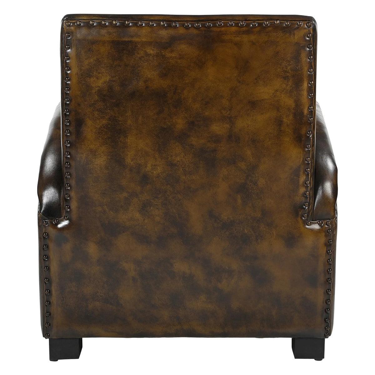 LENNOX HANDMADE BUFFALO HIDE GENUINE LEATHER ARMCHAIR - MyChocolateWood