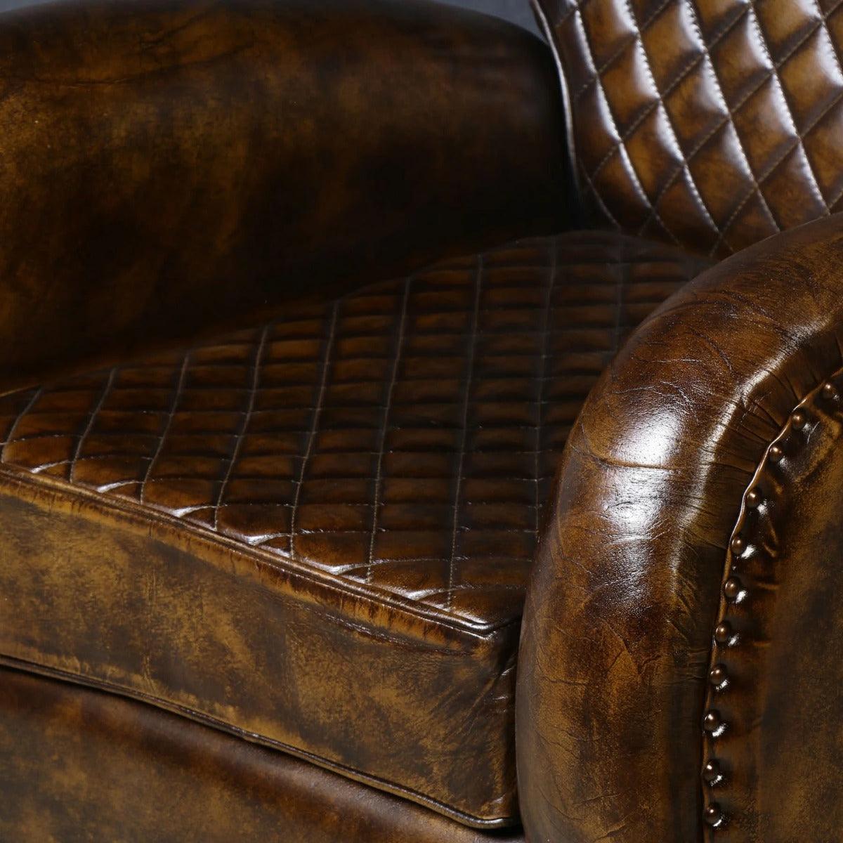 LENNOX HANDMADE BUFFALO HIDE GENUINE LEATHER ARMCHAIR - MyChocolateWood