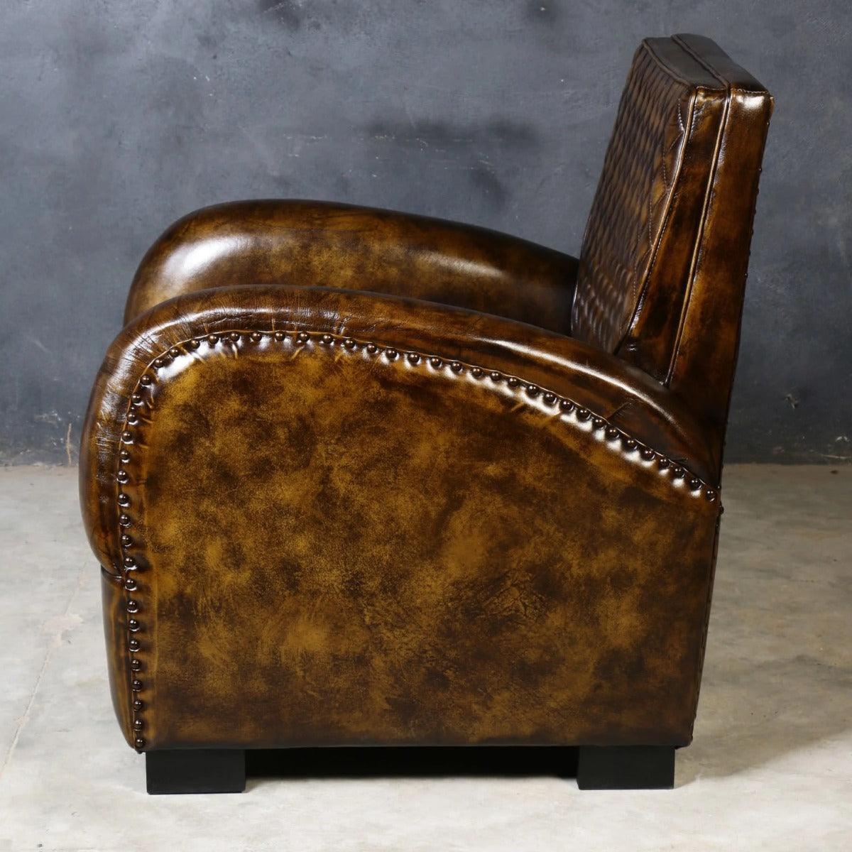 LENNOX HANDMADE BUFFALO HIDE GENUINE LEATHER ARMCHAIR - MyChocolateWood