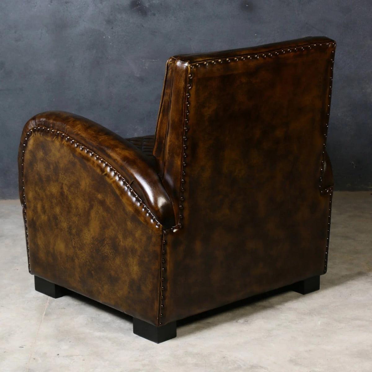 LENNOX HANDMADE BUFFALO HIDE GENUINE LEATHER ARMCHAIR - MyChocolateWood