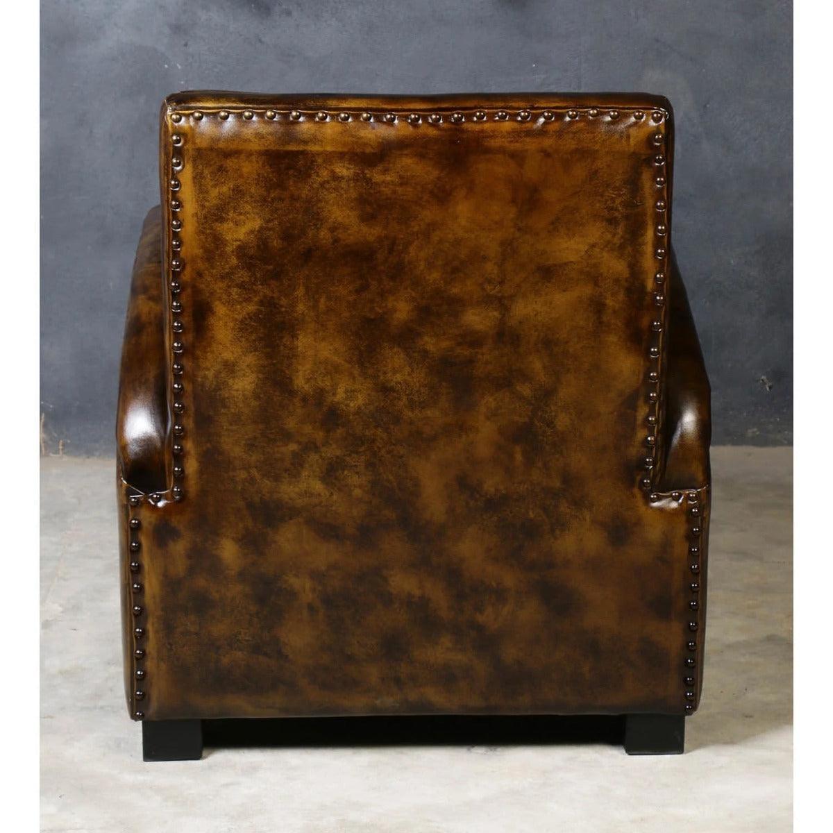 LENNOX HANDMADE BUFFALO HIDE GENUINE LEATHER ARMCHAIR - MyChocolateWood