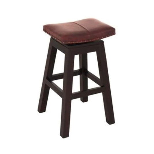 LENNOX UPHOLSTERED LEATHER SWIVEL MAHOGANY TIMBER BAR STOOL CHOCOLATE - MyChocolateWood