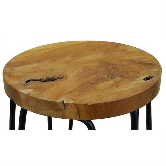 LESTER TEAK TIMBER & IRON BAR STOOL- BLACK - MyChocolateWood