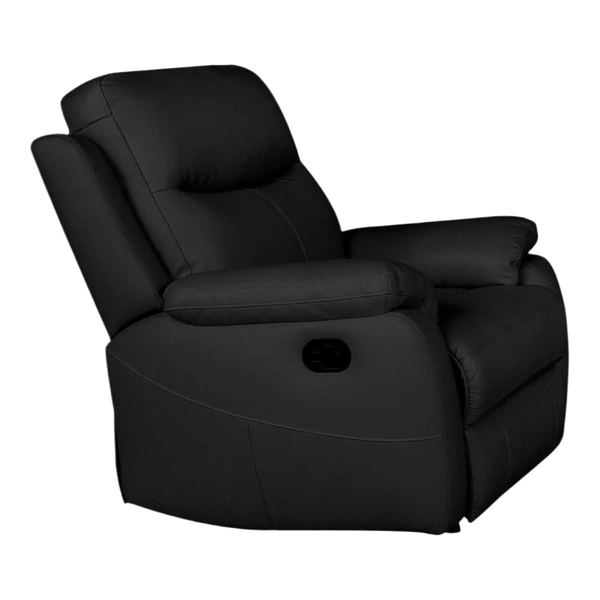LEWIS HAMPTONS BLACK LEATHER RECLINER ARMCHAIR LOUNGE CHAIR EASY CHAIR - MyChocolateWood