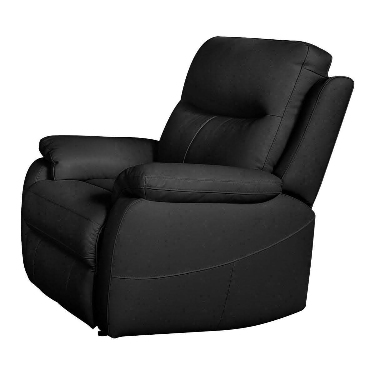 LEWIS HAMPTONS BLACK LEATHER RECLINER ARMCHAIR LOUNGE CHAIR EASY CHAIR - MyChocolateWood