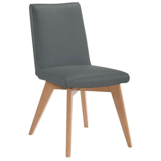 LILLY TOP GRAIN LEATHER DINING CHAIR IN GREY - MyChocolateWood