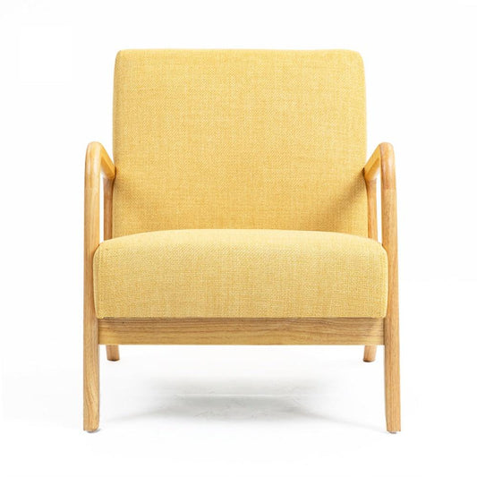 LINDEN ARMCHAIR IN YELLOW POLYESTER LINEN FABRIC  - MyChocolateWood
