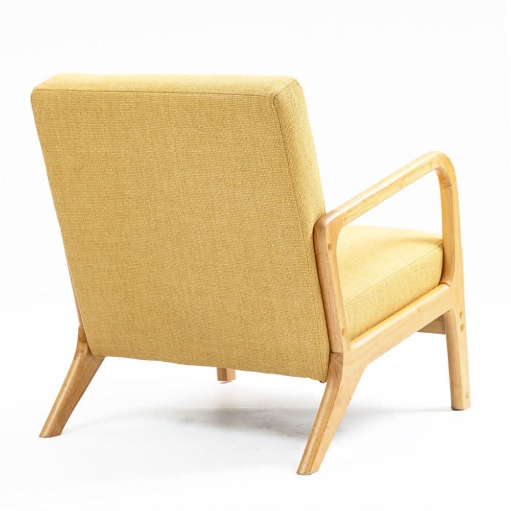 LINDEN ARMCHAIR IN YELLOW POLYESTER LINEN FABRIC  - MyChocolateWood