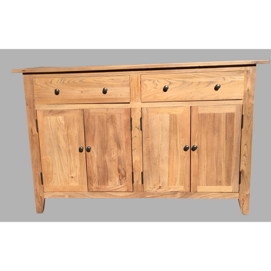 LINDI RECYCLED ELM RUSTIC COUNTRY STYLE BUFFET/SIDEBOARD  4 DOORS & 2 DRAWERS HONEY-140CM - MyChocolateWood