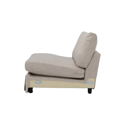 LIVINGSTON FABRIC  ARMLESS LOUNGE CHAIR  'LEMAY' KHAKI COLOUR