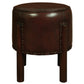 LOLA ROUND LEATHER OTTOMAN IN MAHOGANY COLOUR - MyChocolateWood