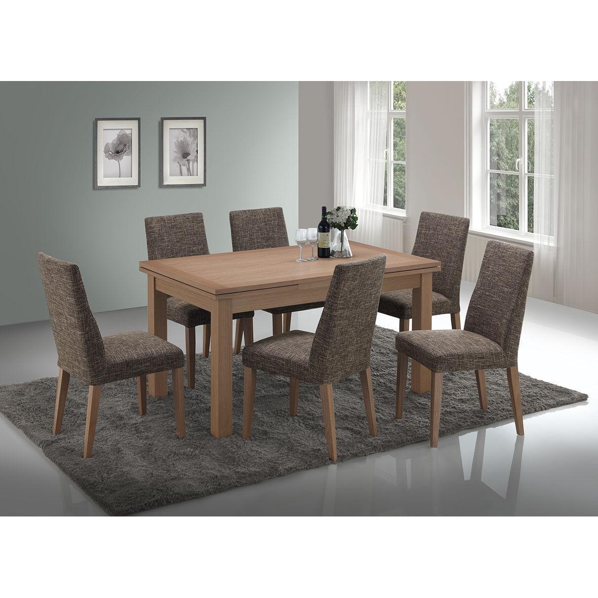 LONDON SOLID AMERICAN OAK DOUBLE Extension Dining Table + 6 FABRIC Chairs - MyChocolateWood