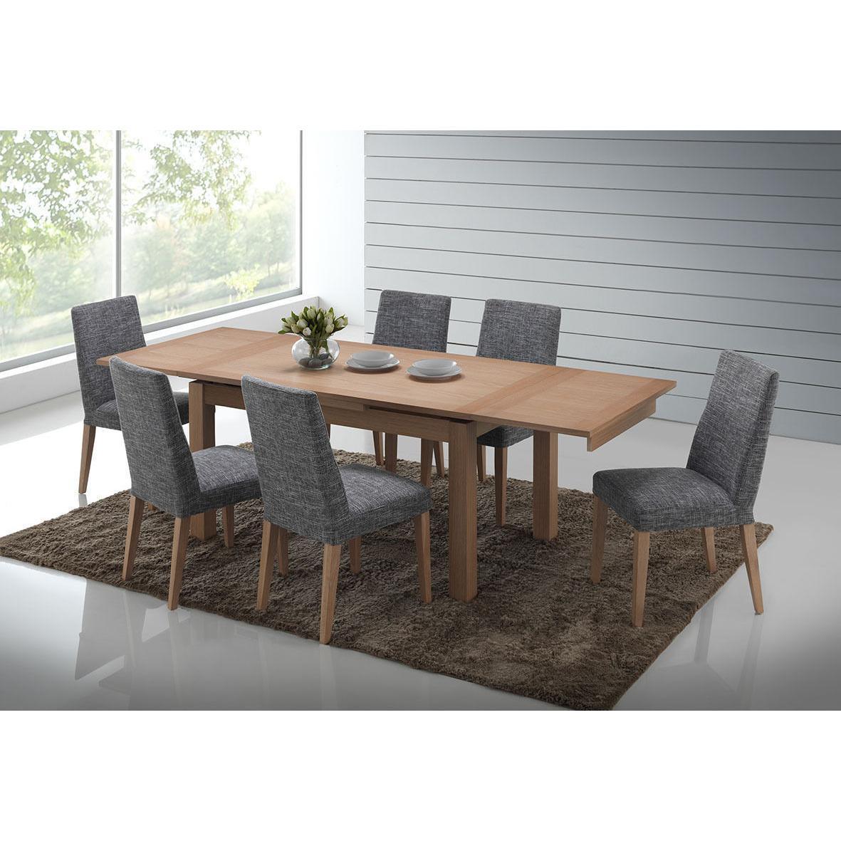 LONDON SOLID AMERICAN OAK DOUBLE Extension Dining Table + 6 FABRIC Chairs - MyChocolateWood