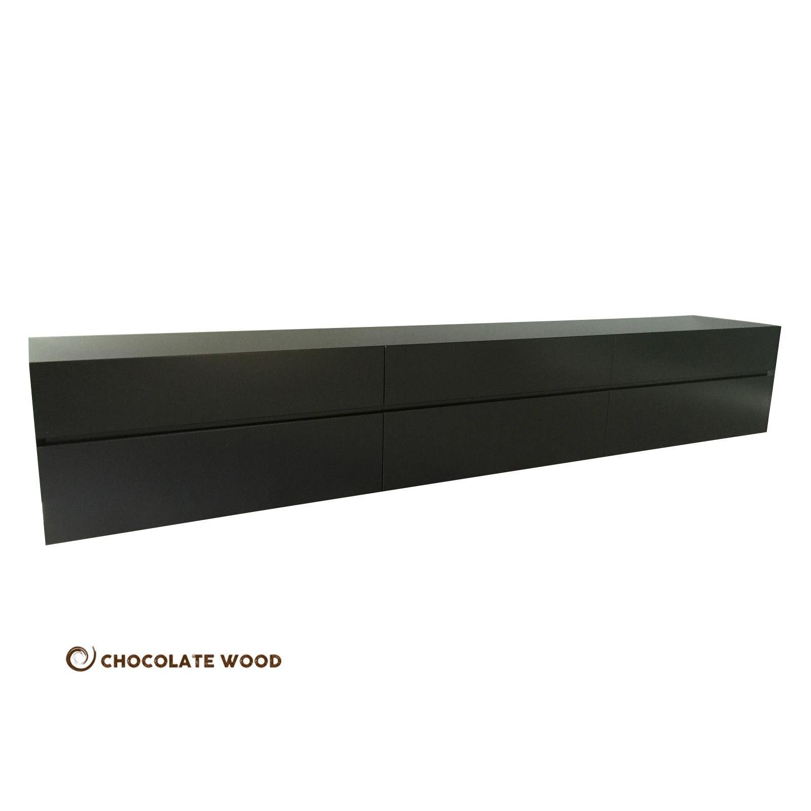 LONDON WALL MOUNTED TV/ENTERTAINMENT UNIT - IN BLACK POLYURETHANE - MyChocolateWood