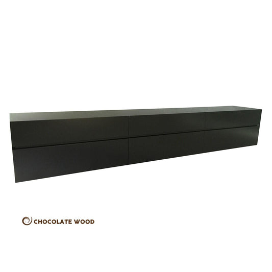 LONDON WALL MOUNTED TV/ENTERTAINMENT UNIT - IN BLACK POLYURETHANE - MyChocolateWood