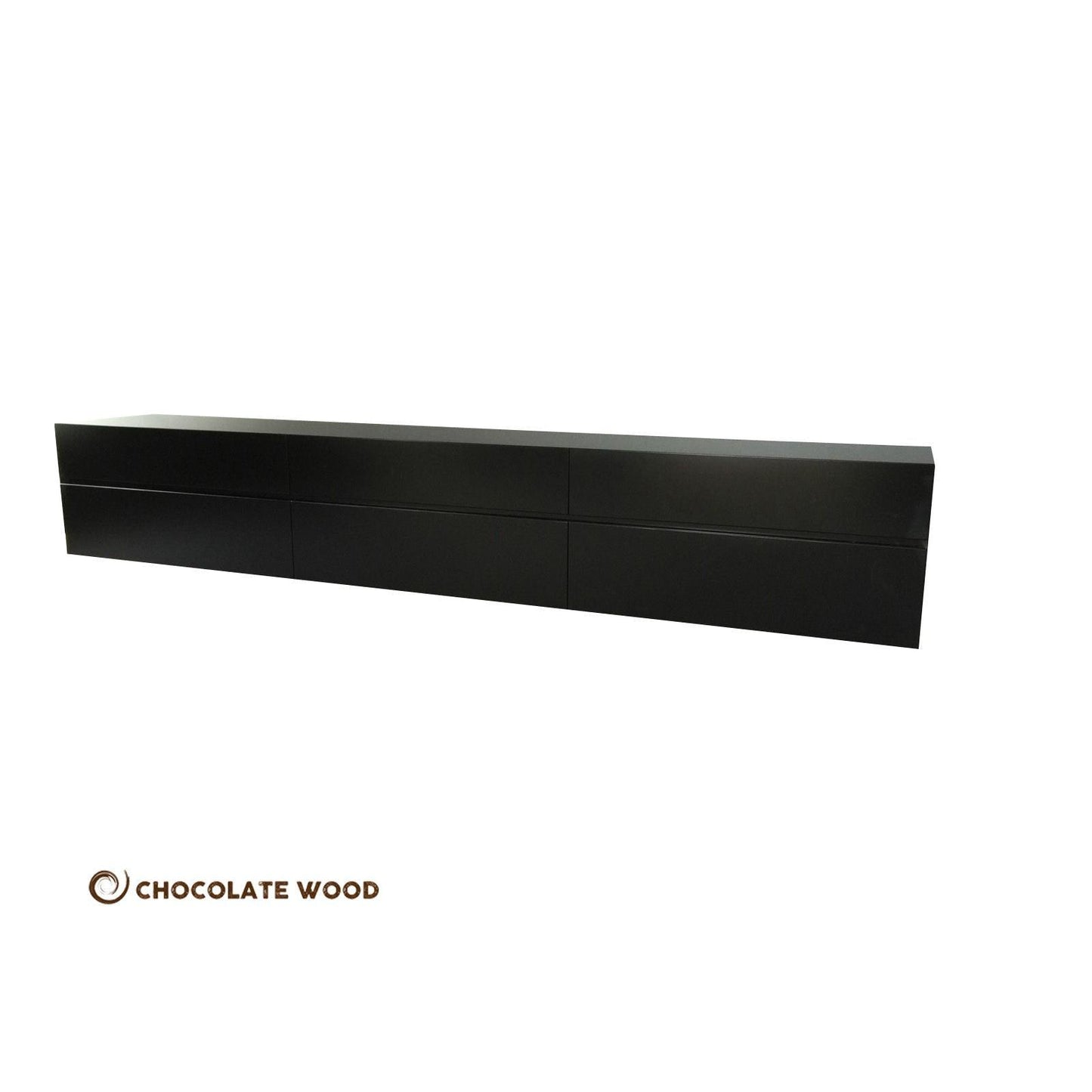 LONDON WALL MOUNTED TV/ENTERTAINMENT UNIT - IN BLACK POLYURETHANE - MyChocolateWood