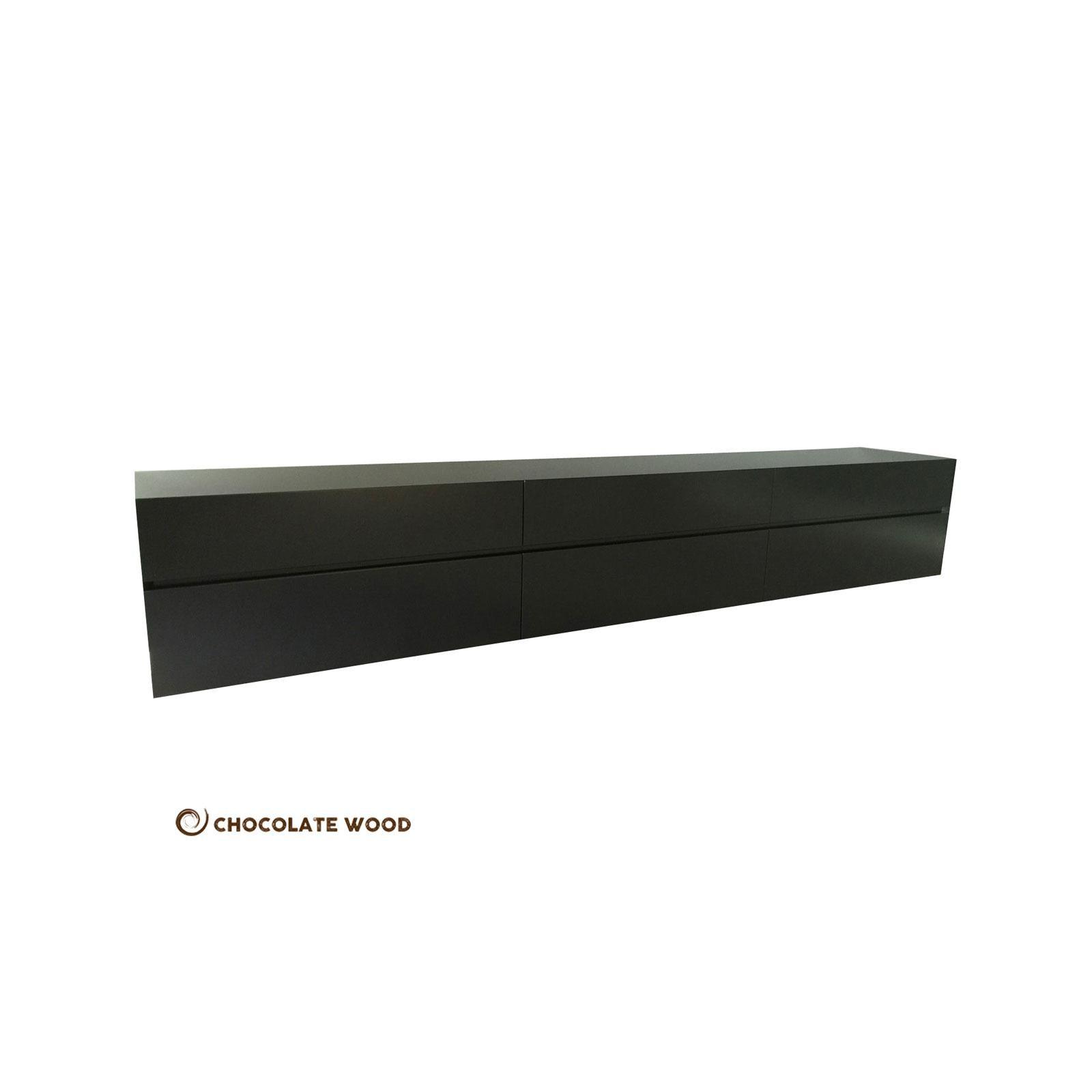 LONDON WALL MOUNTED TV/ENTERTAINMENT UNIT - IN BLACK POLYURETHANE - MyChocolateWood