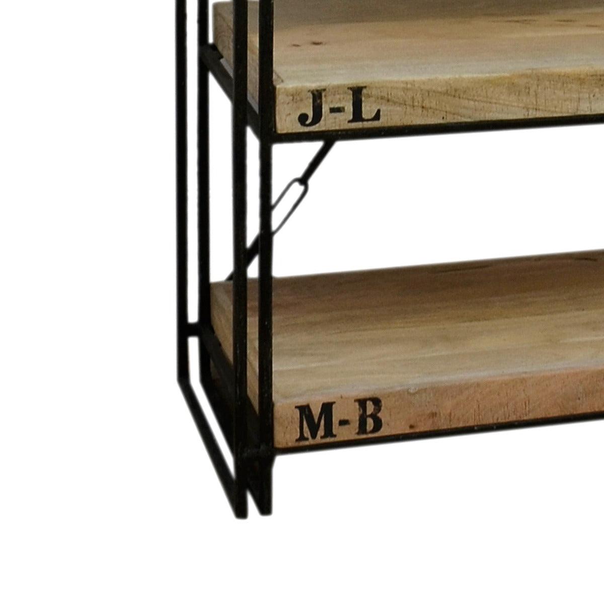 LORDS INDUSTRIAL BOOKCASE BOOKSHELF - IRON & SOLID HARDWOOD MANGO TIMBER - MyChocolateWood