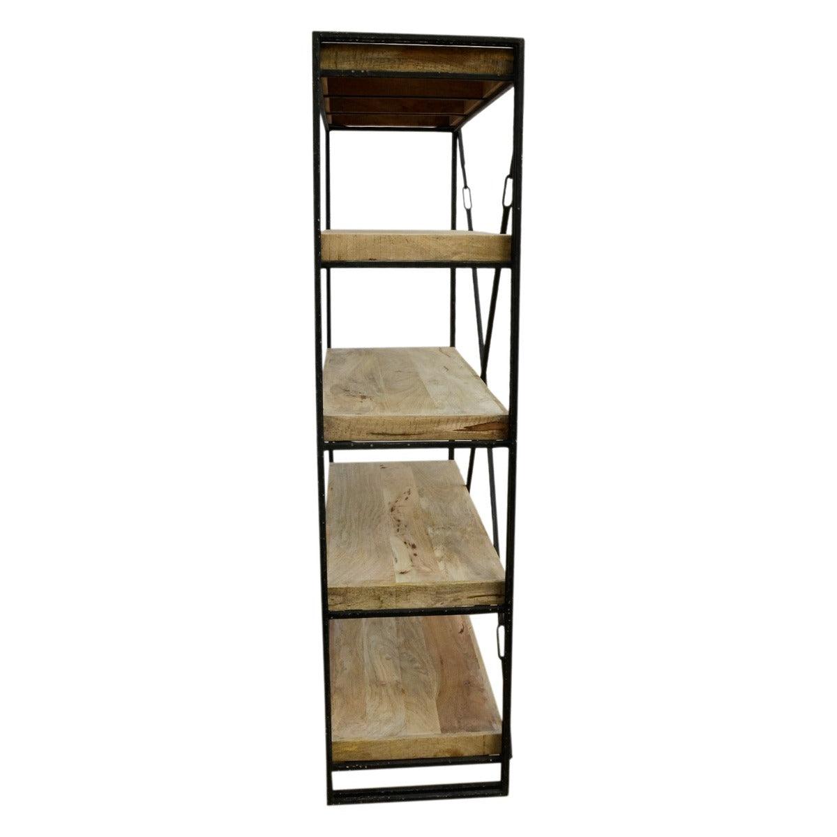 LORDS INDUSTRIAL BOOKCASE BOOKSHELF - IRON & SOLID HARDWOOD MANGO TIMBER - MyChocolateWood