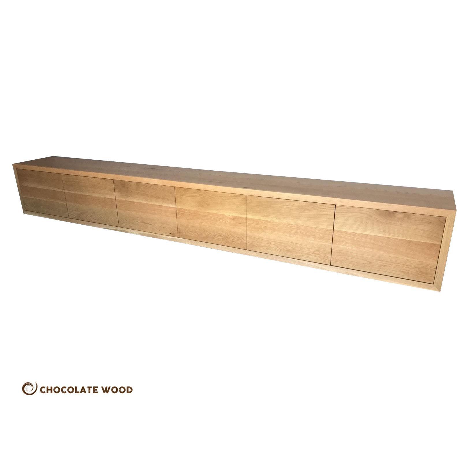 LORETTA SOLID AMERICAN OAK TV/ENTERTAINMENT UNIT WITH 6 DROP DOWN DOORS - MyChocolateWood